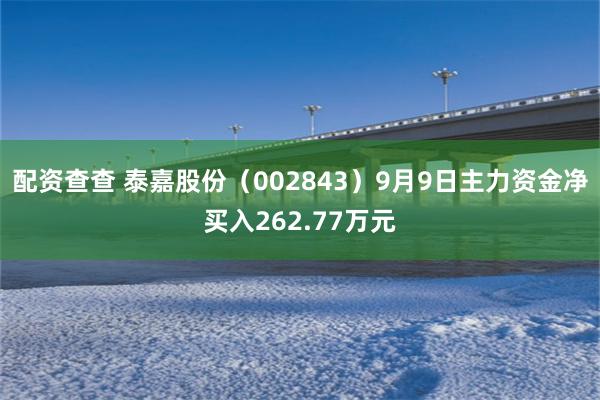 配资查查 泰嘉股份（002843）9月9日主力资金净买入262.77万元